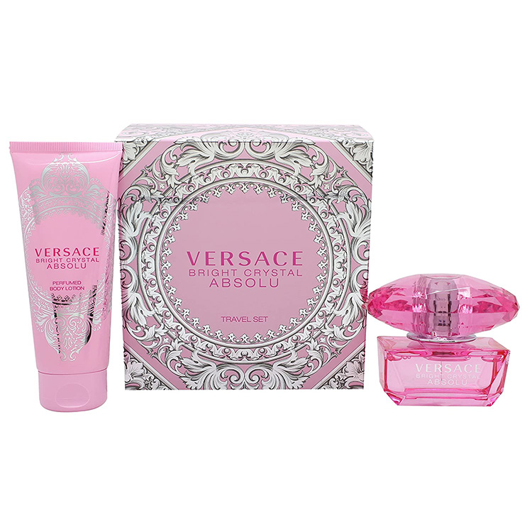 Versace Bright Crystal Absolu Travel Set ( Eau De Parfum 90 Ml + Your Gift Perfumed Body Lotion